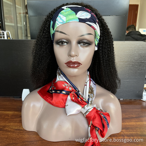 factory price head band human hair wigs, afro kinky curl head band wig human hair,100% brazilian human hair wigs